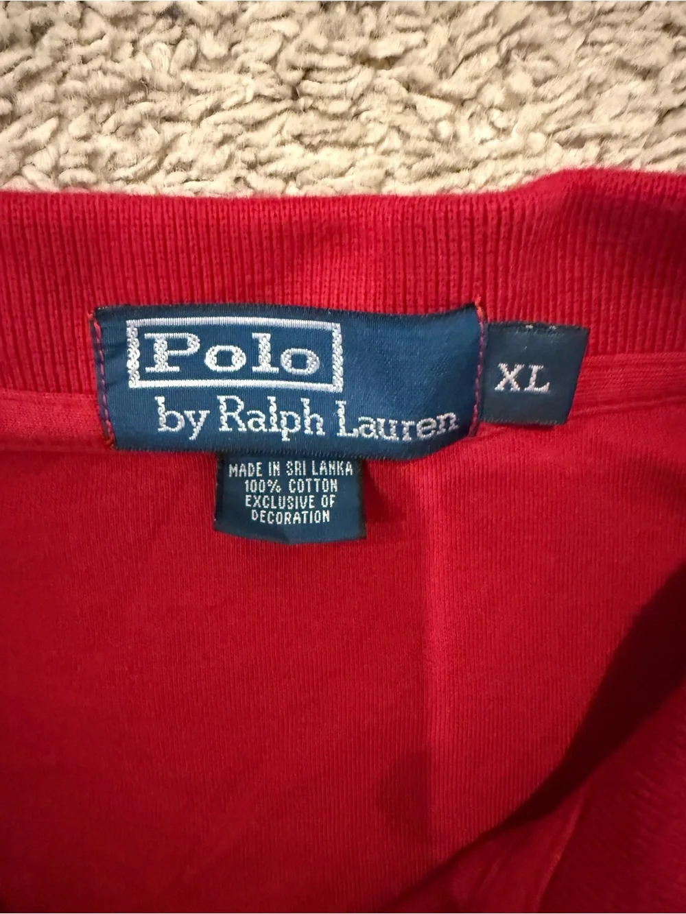 Polo Ralph Lauren Mens XL Long Sleeve Polo Shirt Red Blue Pony 100% Cotton